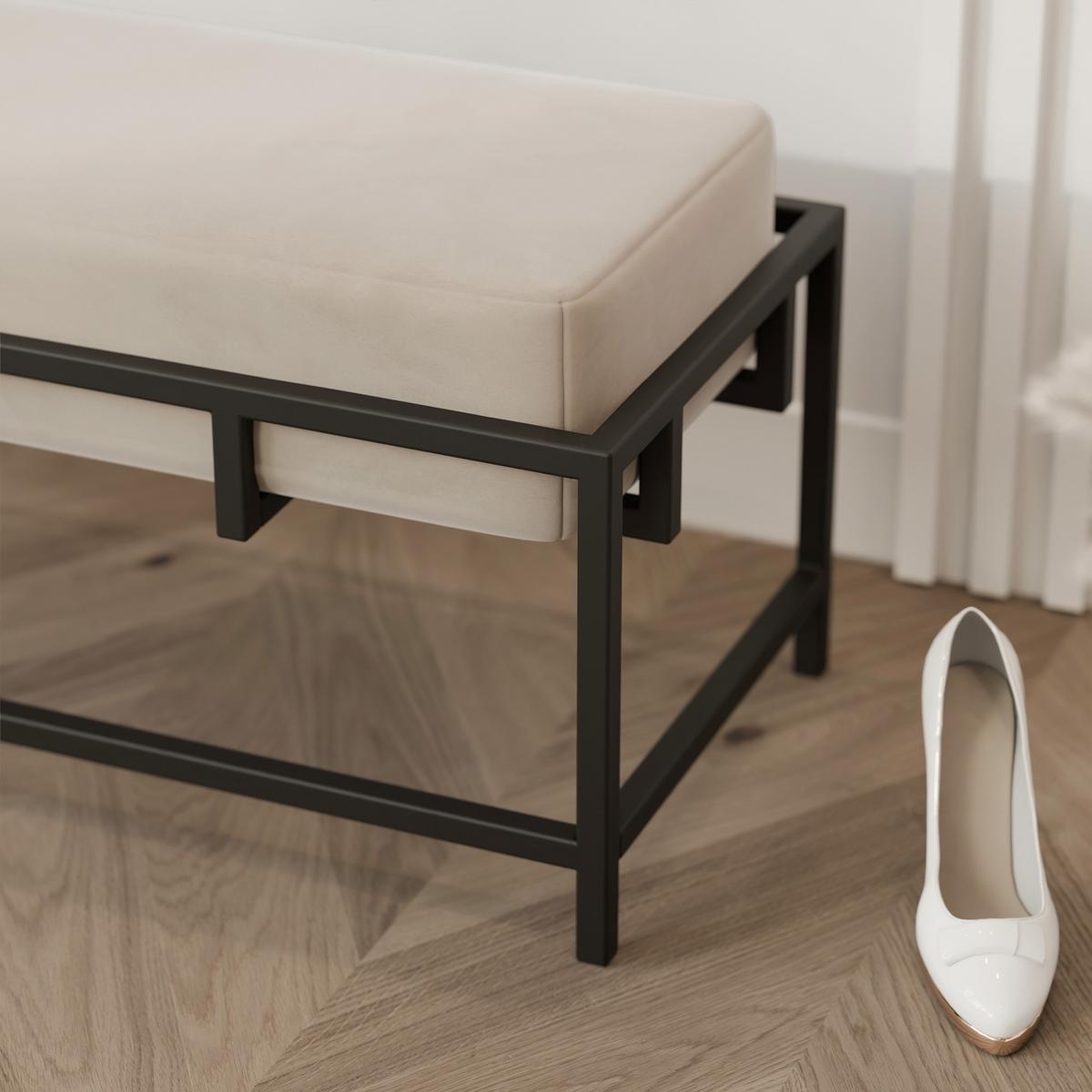 POLSTERBANK GLAM 100 cm Schwarz / Beige ,Metallgestell - Beige, Textil/Metall (100/45/35cm) - Idohome