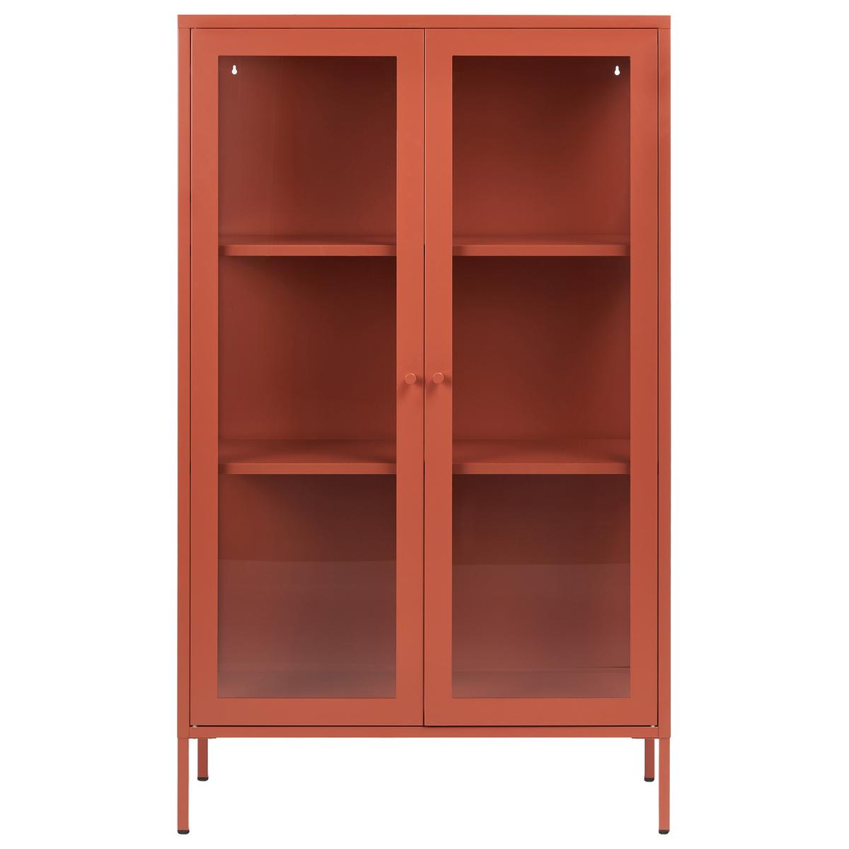 VITRINE mit Glastüren Metall 90 cm Goldbraun Nash - Goldfarben/Braun, Metall (90/150/35cm) - Beliani