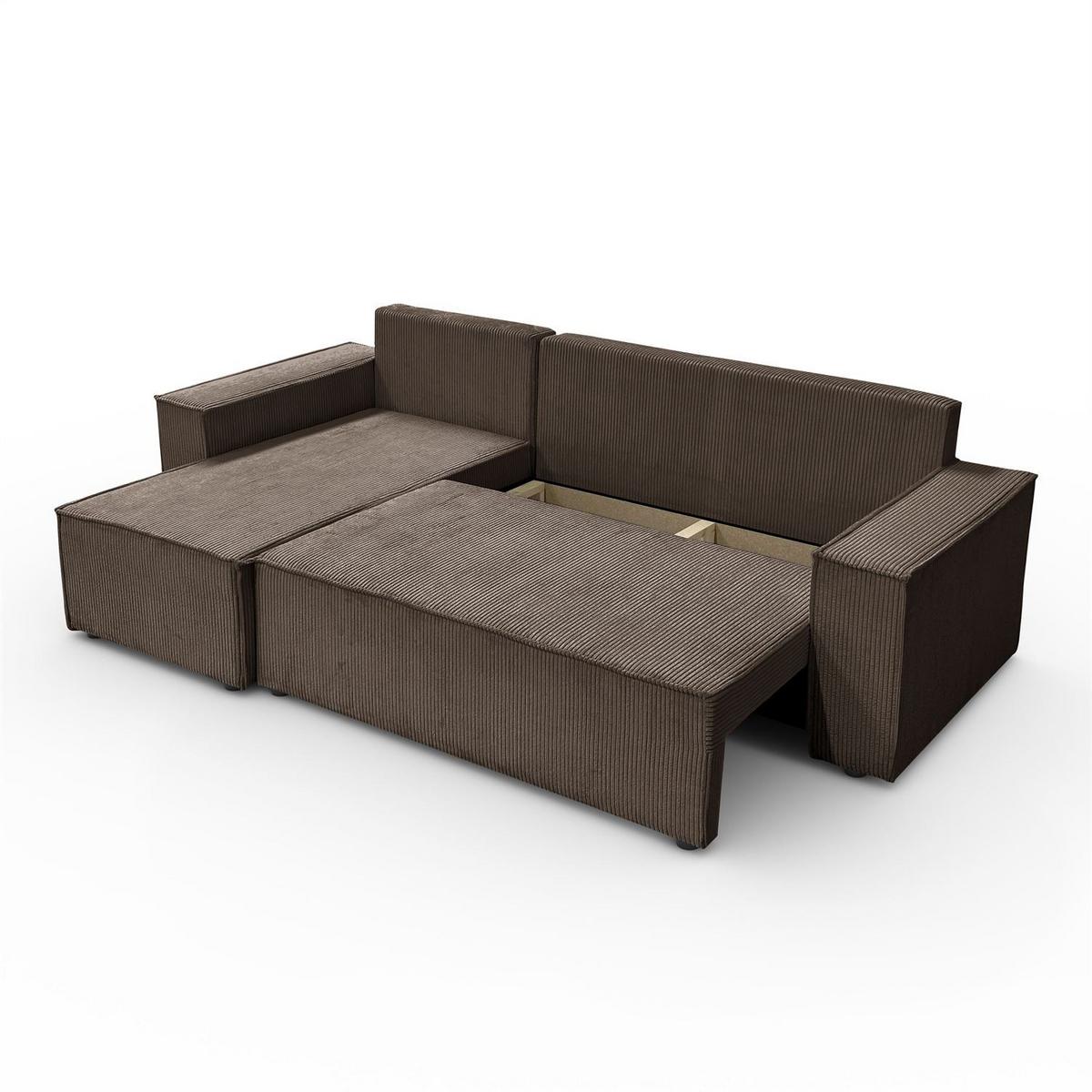 GEPOLSTERTES Ecksofa CARLOS L, Poso 06 - Braun, Textil (247/143cm) - Lookway