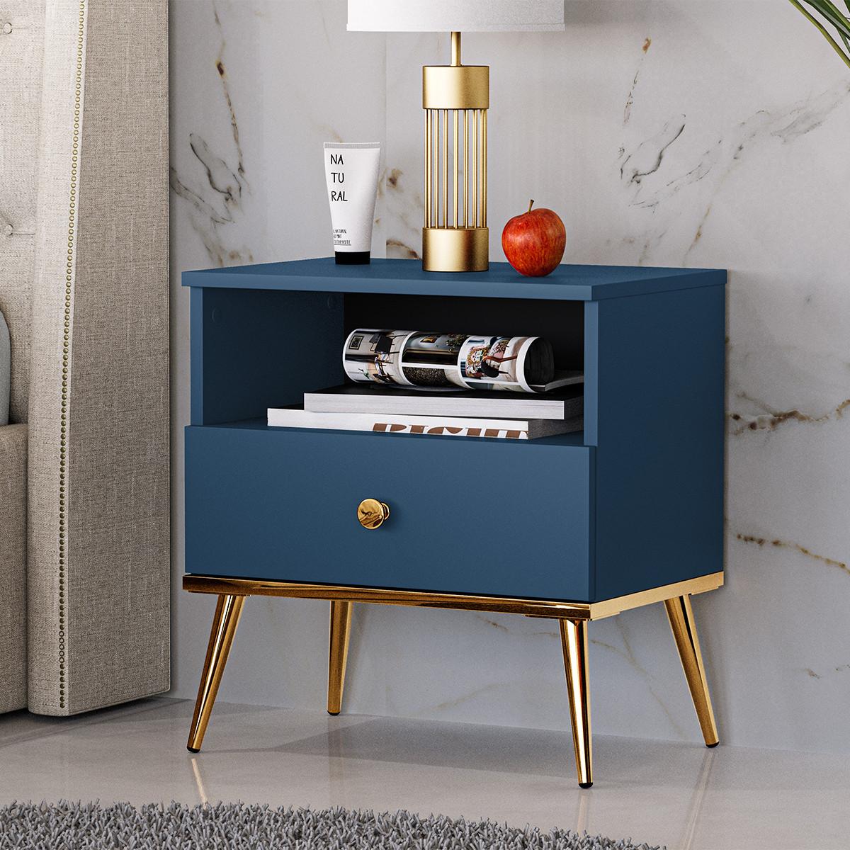 NACHTTISCH Thalia Blau - Blau, Holzwerkstoff (50/53/34cm) - Petits-meubles