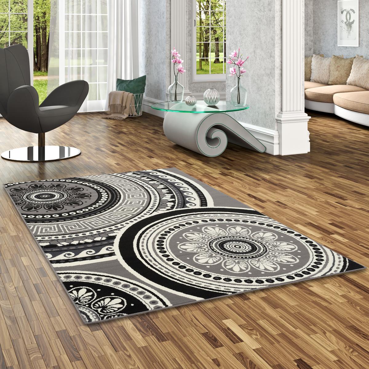 TEPPICH TRENDLINE MANDALA - Schwarz, Textil (120/170cm) - Pergamon