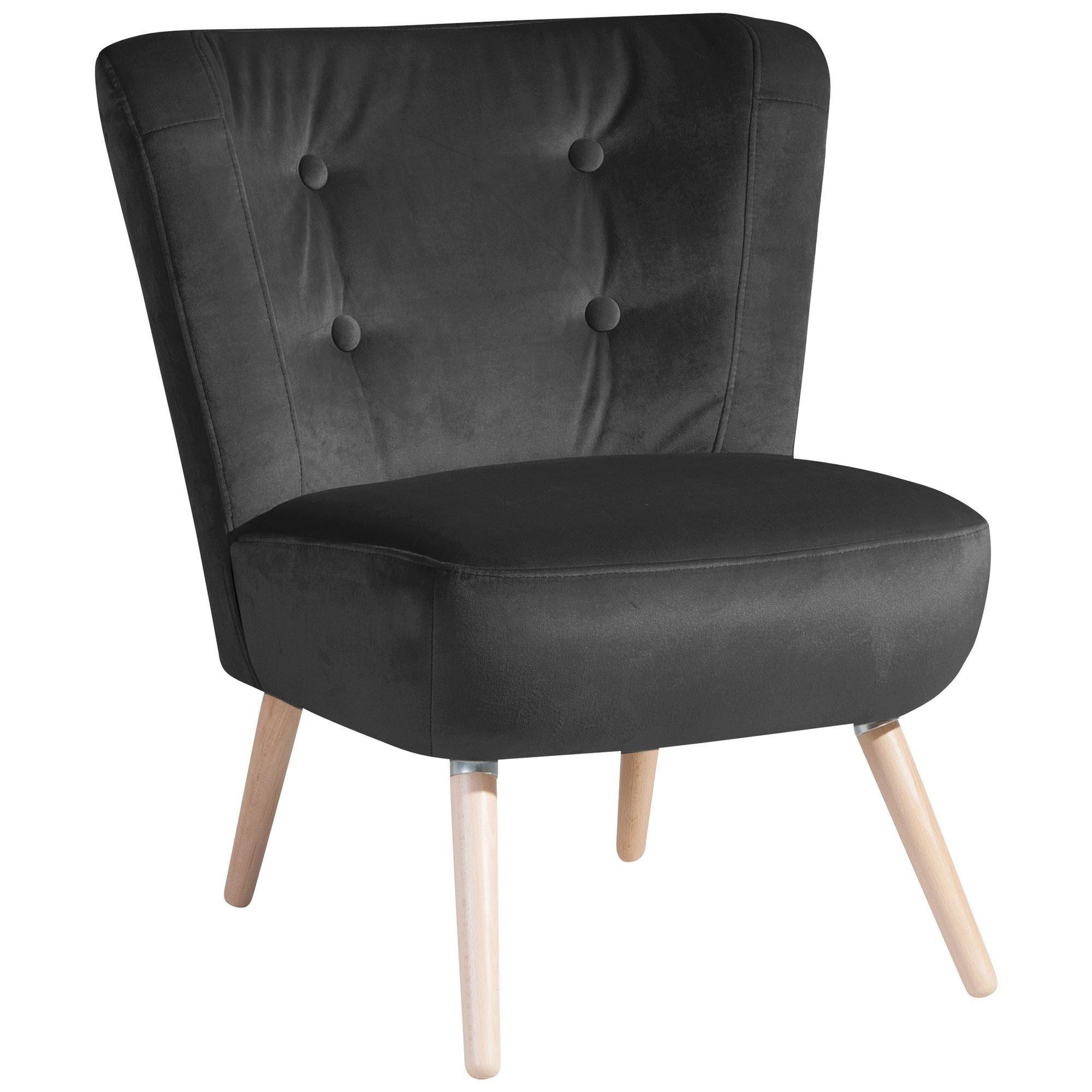 SESSEL Kassi Bezug Samtvelours Buche natur / anthrazit - Anthrazit, Kunststoff (69/80/68cm) - 58aufmkessel