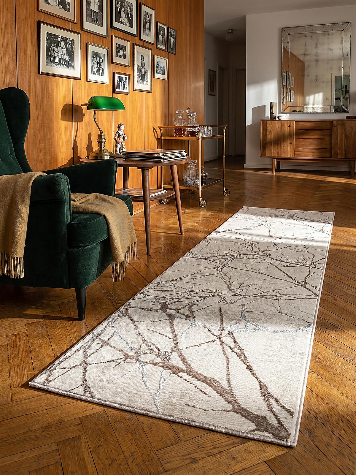 TEPPICHLÄUFER Abstrakt KAVALA Polyester Creme 80 x 150 cm - Beige, Textil (80/150cm) - KADIMA DESIGN