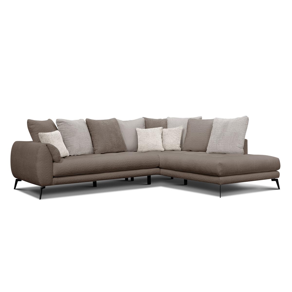 ECKSOFA CALME 5-Sitzer, beige und écru - Beige/Schwarz, Holz/Textil (294/229cm) - Wozimo