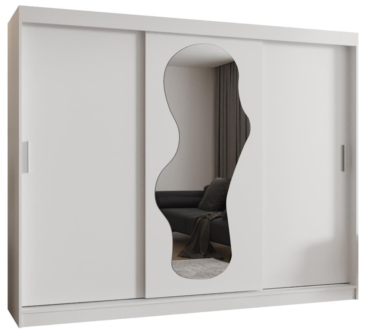 SCHIEBETÜRENSCHRANK mit Spiegel ULTRA 200/250/62 3-türig - Silberfarben/Weiß, Holz (250/200/62cm) - MÖBEL KRYSPOL