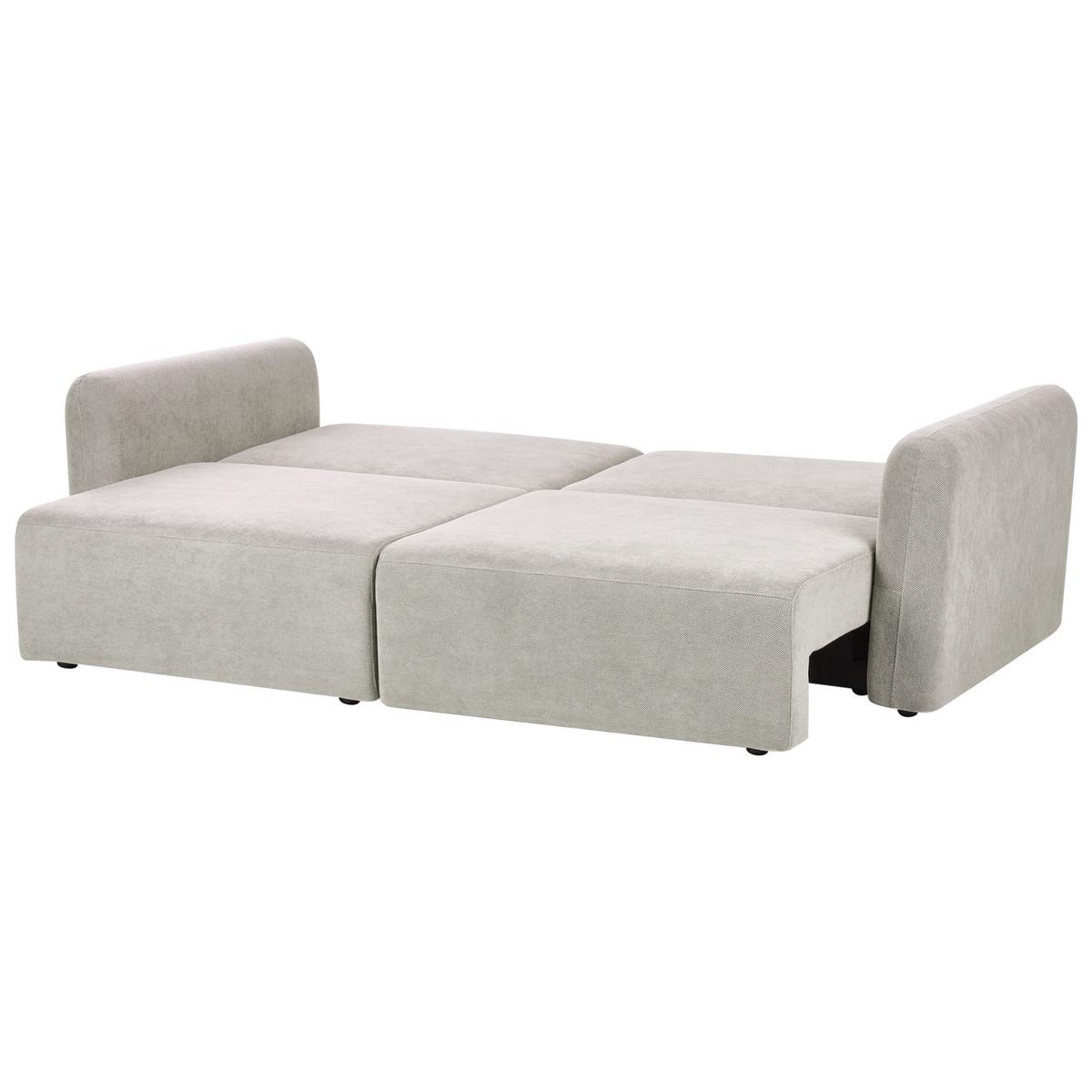 SCHLAFSOFA 3-Sitzer Stoff Grau mit Stauraum Vaxholm - Grau, Textil (232/86/87cm) - Beliani