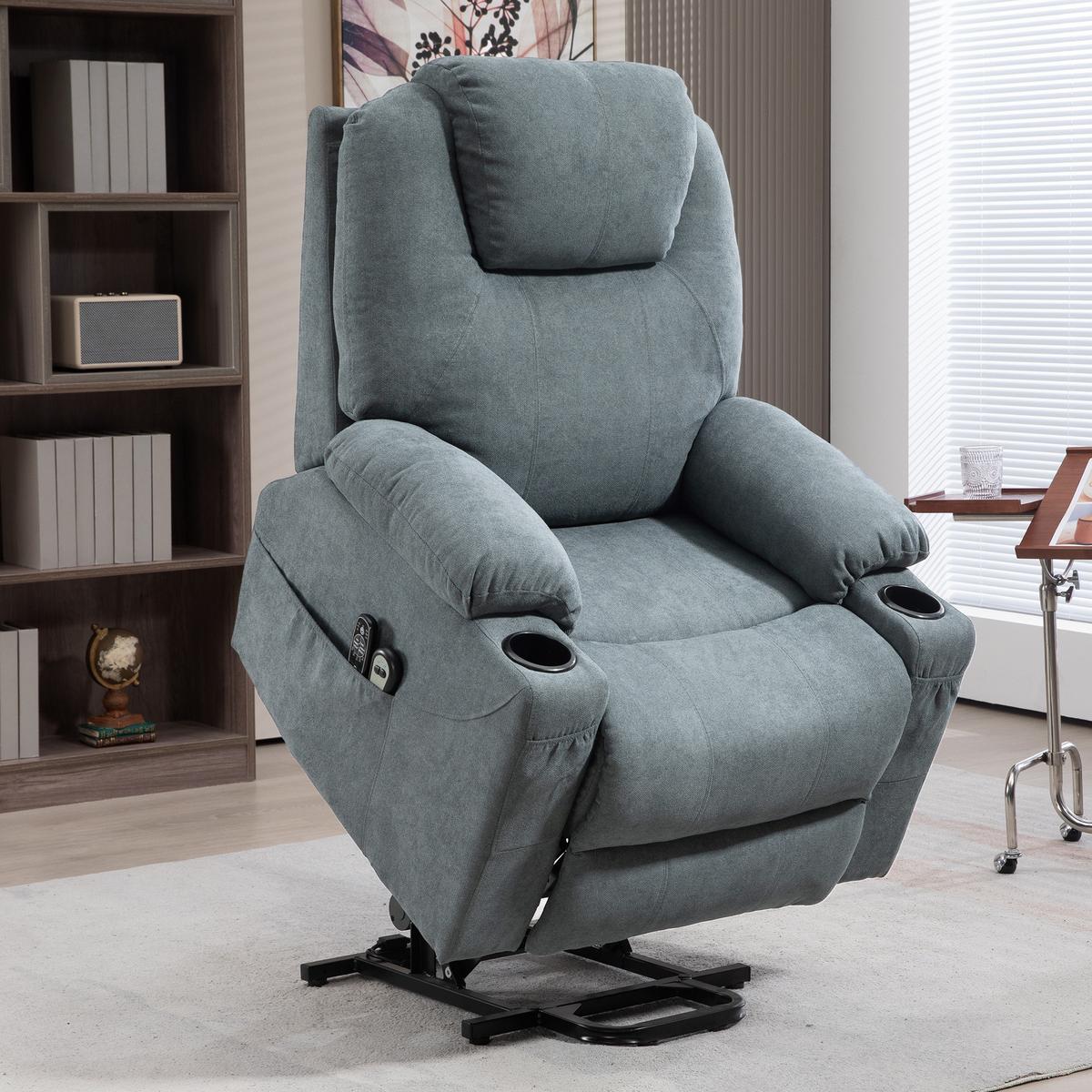 FERNSEHSESSEL mit Aufstehhilfe, Dunkelgrau - Dunkelgrau/Schwarz, Textil/Metall (90/107/101cm) - HOMCOM