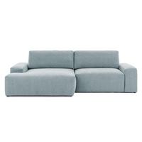 ECKSOFA Lennon aus Hellblau Strukturstoff mit Schlaffunktion und Bettkasten - Schwarz/Hellblau, Holz/Kunststoff (137/264cm) - S-Style