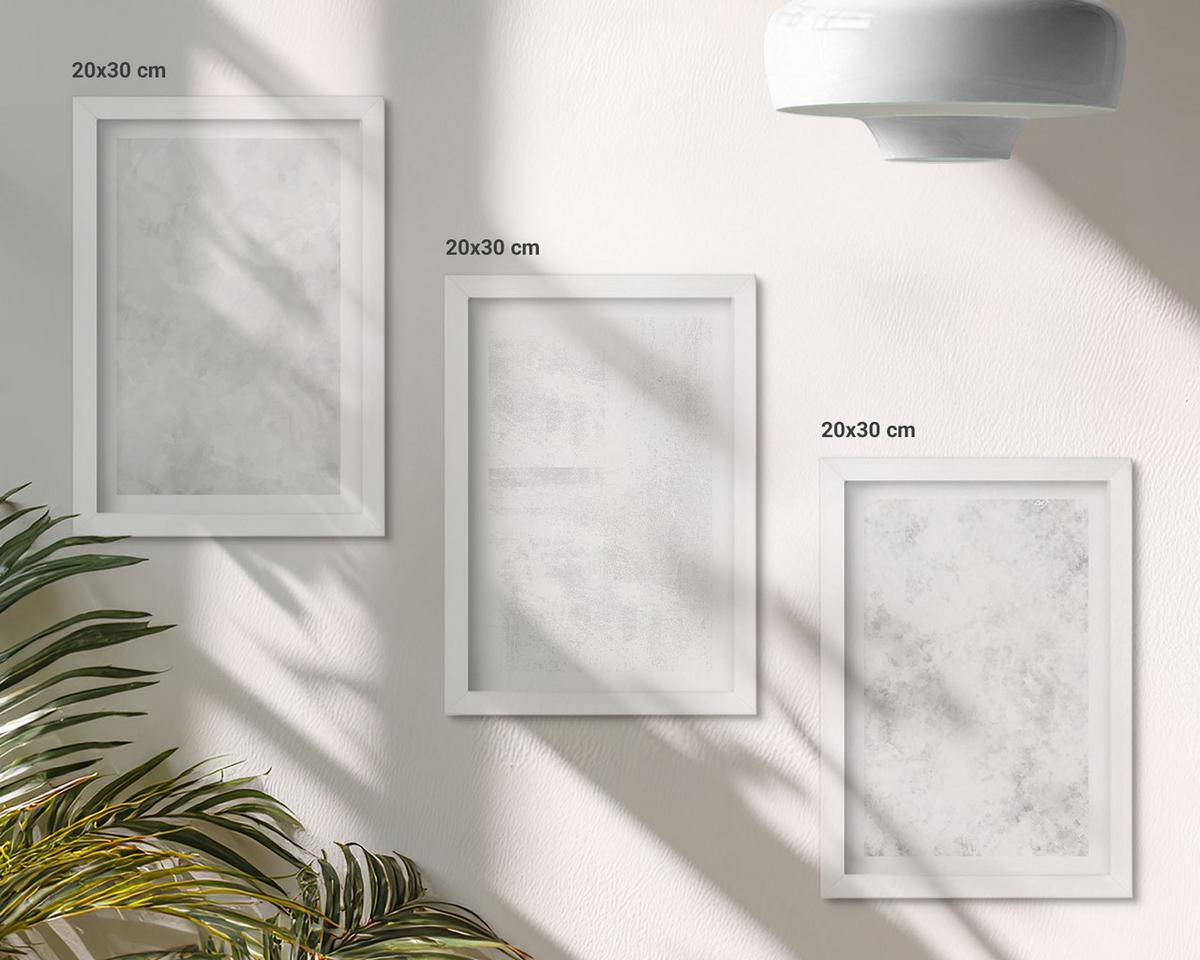 BILDER SET 3er Set - 20x30 cm Weißer Rahmen - Minimalistischer Hintergrund mit weißen Punkten - Weiß, Kunststoff (20/30cm) - TULUP