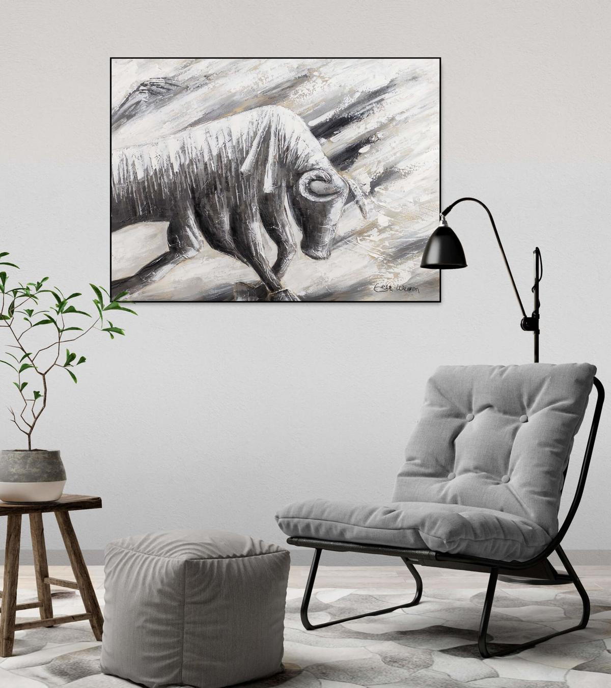 ACRYLBILD HANDGEMALT 100/75 cm - Schwarz/Grau, Holz/Textil (100/75cm) - KUNSTLOFT