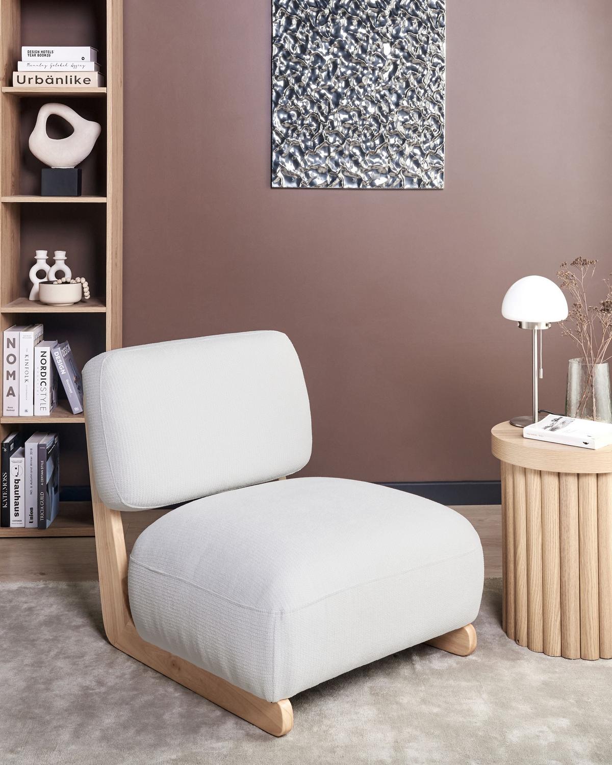 SESSEL Cremeweiß Kokkola - Weiß/Braun, Textil (66/71/79cm) - Beliani
