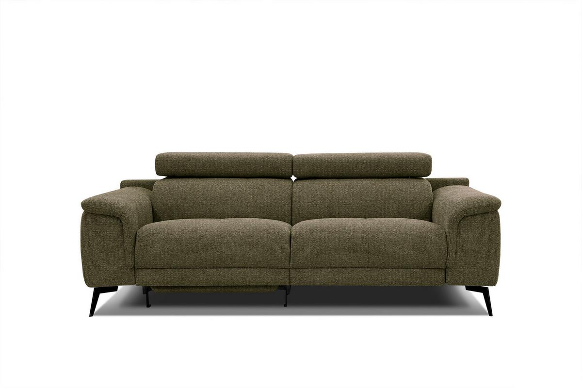 RELAXSOFA FIERO 3-Sitzer mit 1 Relaxfunktion, olivgrün - Schwarz/Olivgrün, Holzwerkstoff/Textil (212/82/103cm) - Wozimo