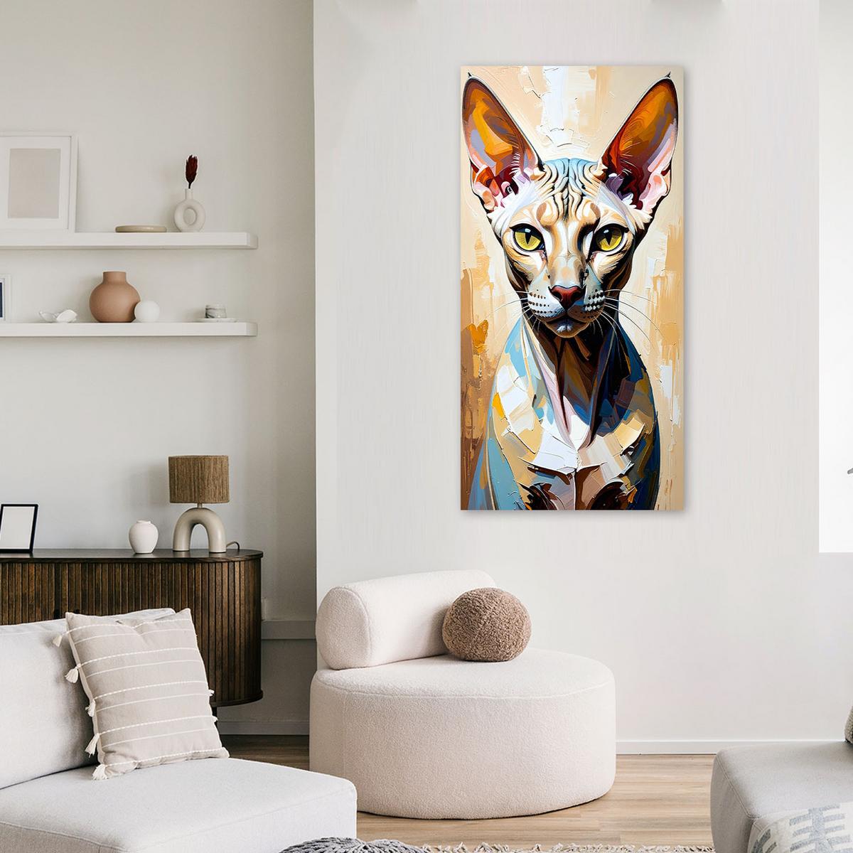 LEINWANDBILD Sphinx bunte Katze 60x120cm - Beige, Textil (60/120cm) - Feeby