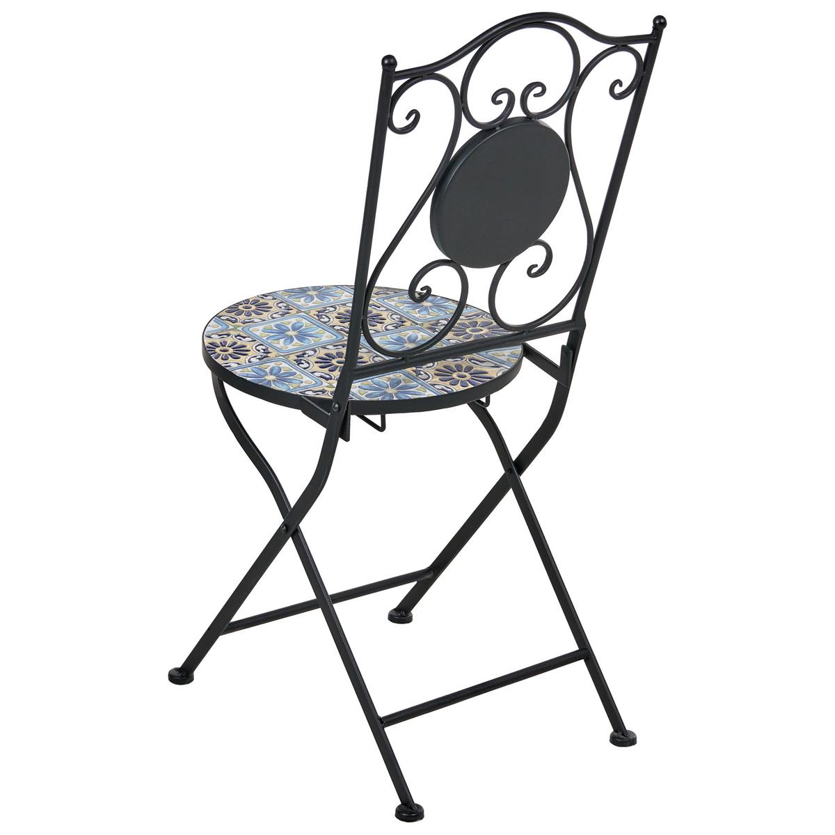 GARTENSTUHL 2er-Set Schwarz Aggius - Blau/Schwarz, Metall (87/47/39cm) - Beliani