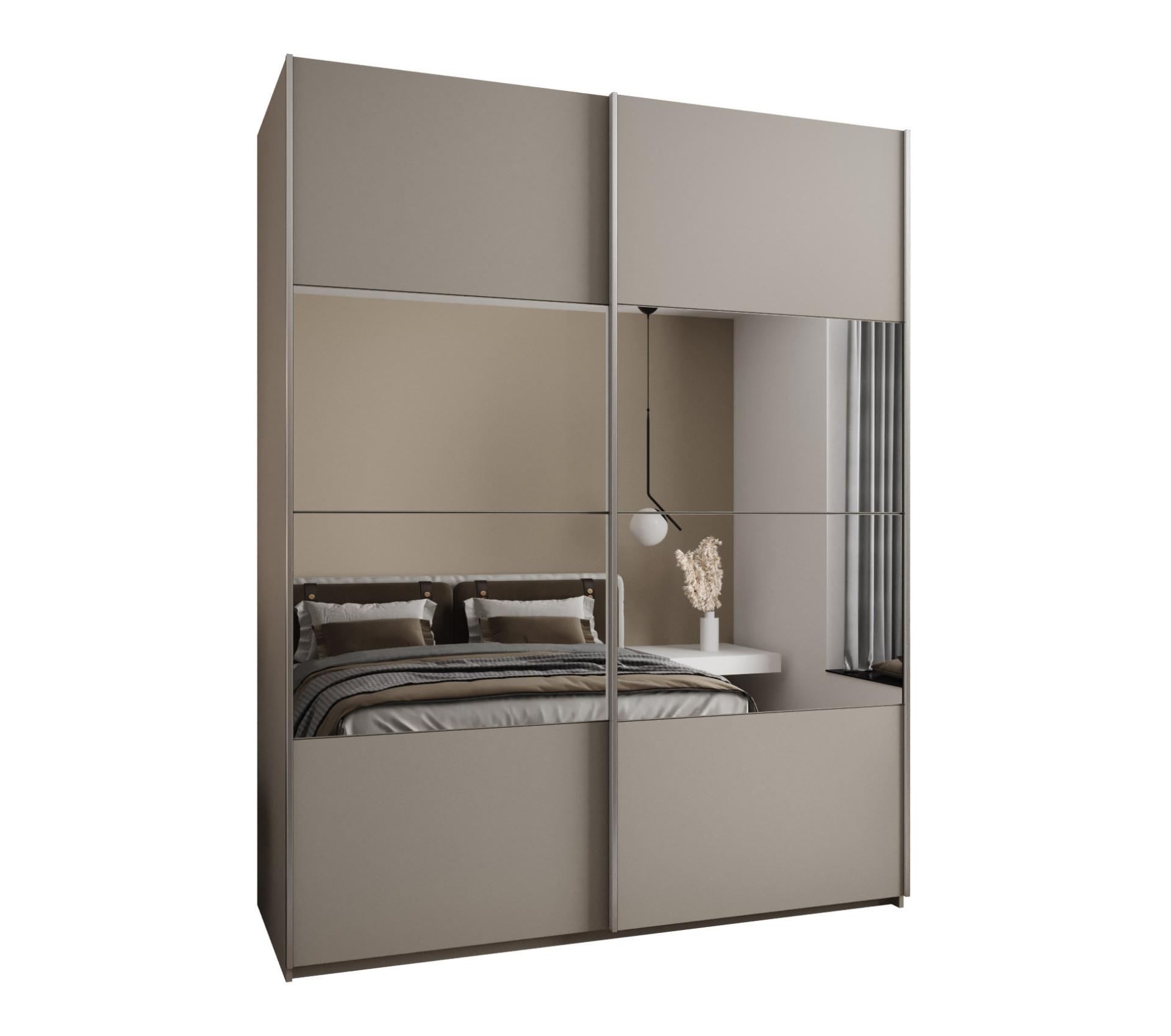 SCHWEBETÜRENSCHRANK 245,5/190/64 2-türig - Kaschmir/Silberfarben, Holz/Metall (190/245/64cm) - Abiks Möbel