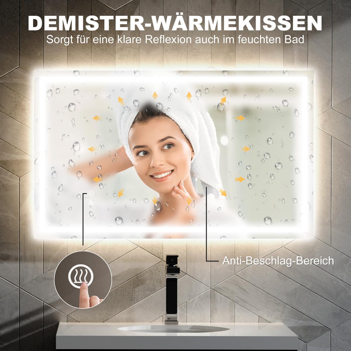 BADSPIEGEL Glas Metall Silber - Transparent, Metall (60/3/100cm) - HOMCOM