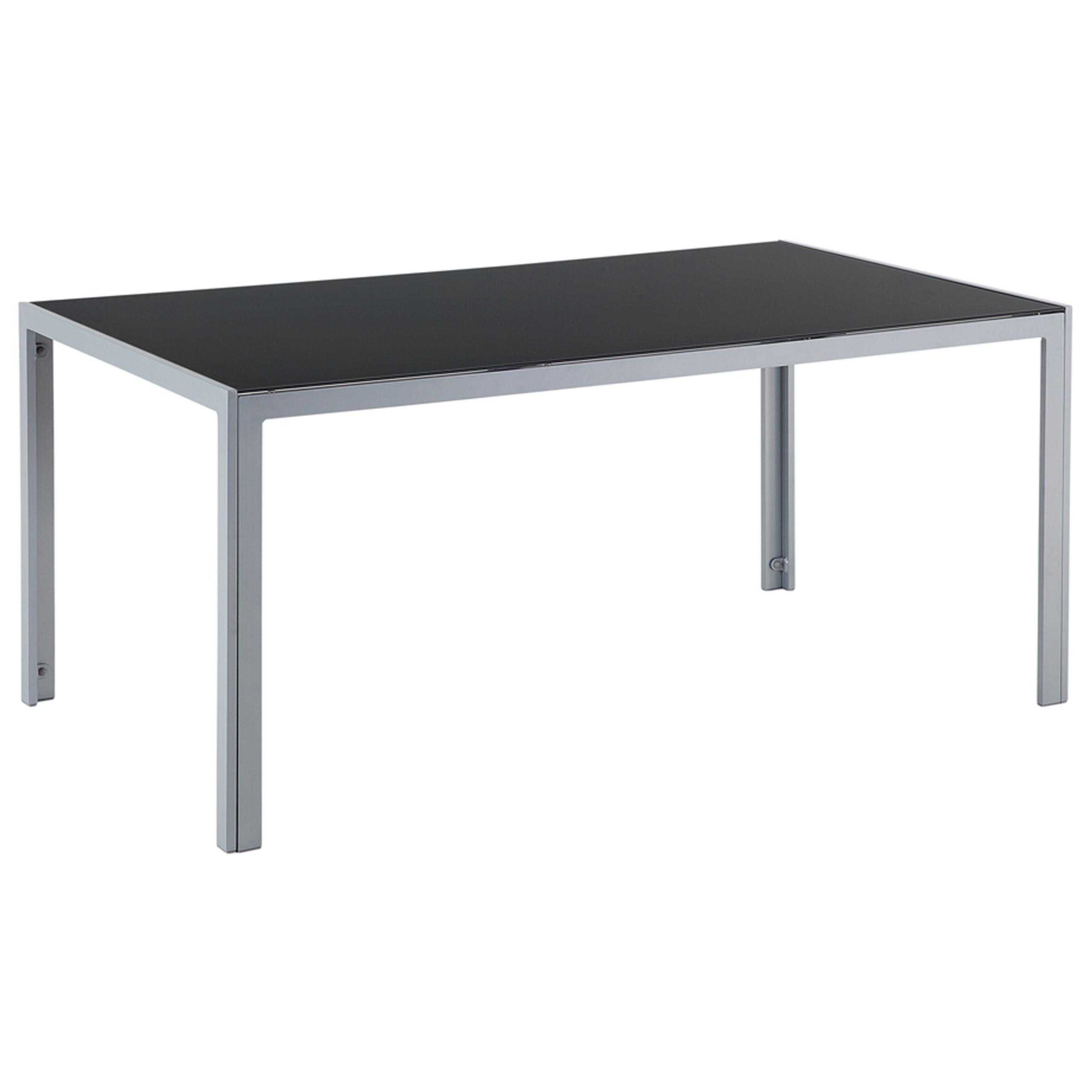 GARTENTISCH Glas schwarz 160/90 cm Catania - Schwarz, Metall (160/91/71cm) - Beliani