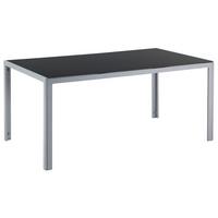 GARTENTISCH Glas schwarz 160/90 cm Catania - Schwarz, Metall (160/91/71cm) - Beliani