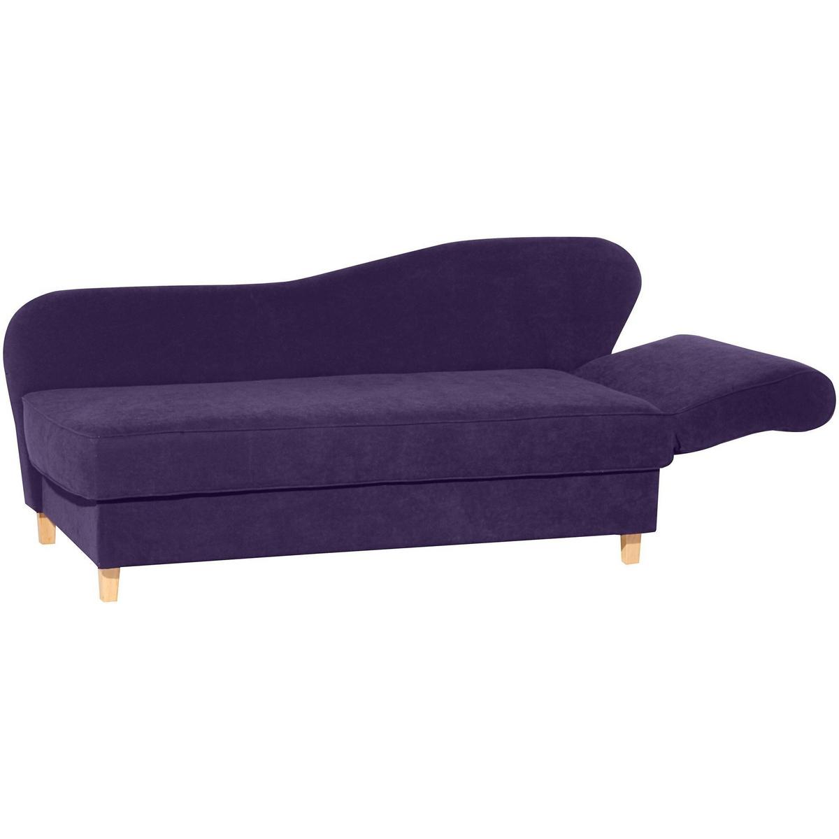 RECAMIERE mit Armteil rechts klappbar Katia Bezug Veloursstoff Buche natur / violett - Lila, Kunststoff (190/82/88cm) - 58aufmkessel