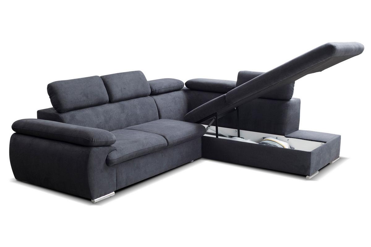 ECKSOFA SACRO Braun Plüsch-Stoff mit Schlaffunktion - Braun, Holz (271/221cm) - MASSENO
