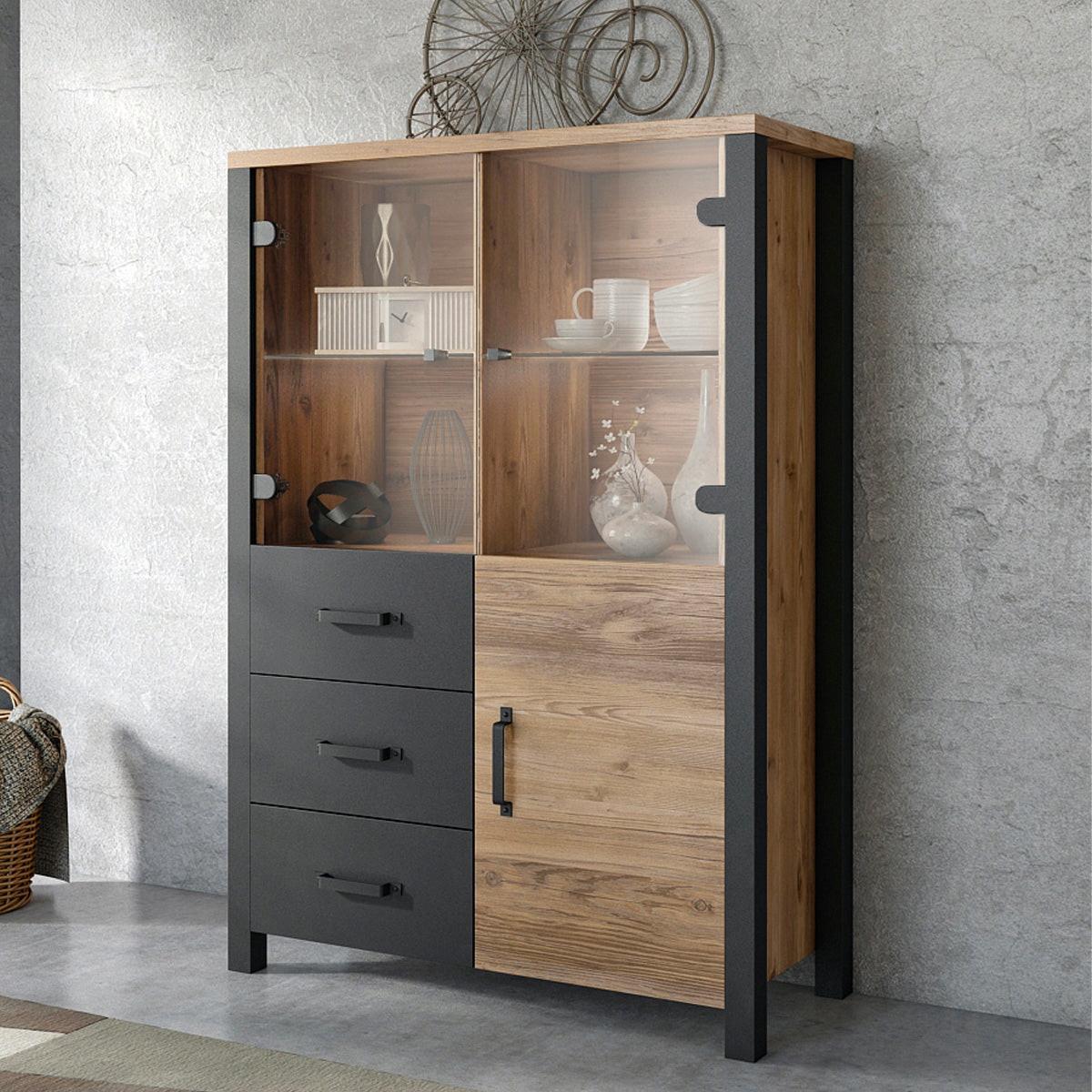GESCHIRRSCHRANK Lyam Holz und Schwarz - Schwarz, Holzwerkstoff (101/146/43cm) - Petits-meubles