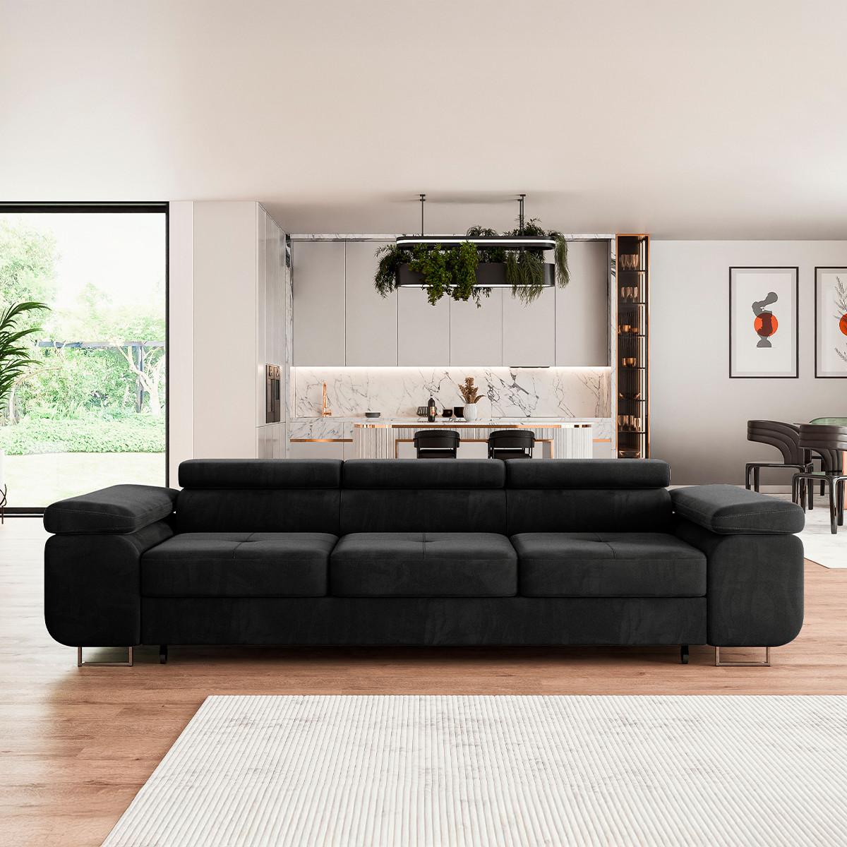 SCHLAFSOFA Wilson 3 Sitzplätze Schwarz - Schwarz, Holzwerkstoff (275/69/100cm) - Petits-meubles