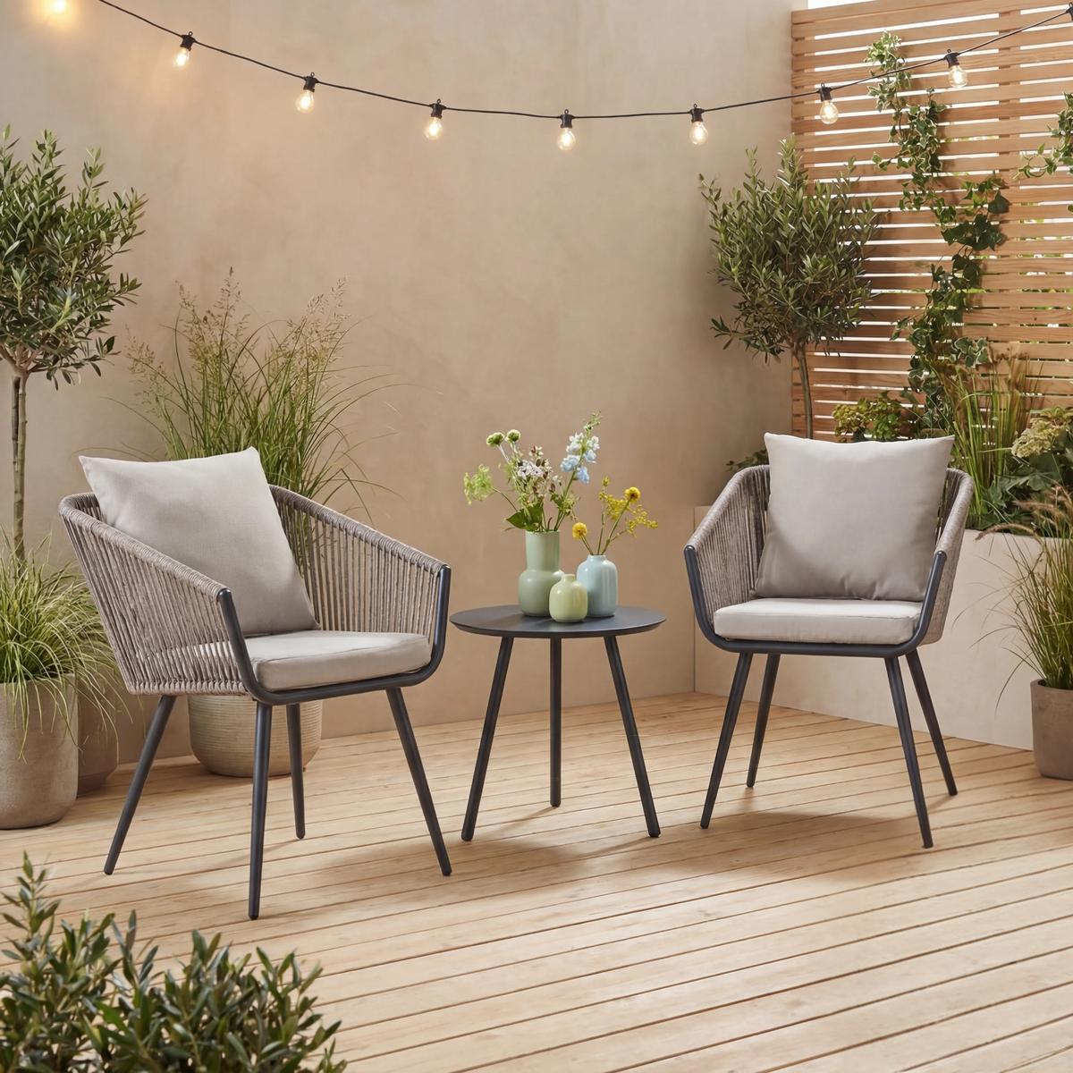 BISTRO-SET 3 TLG. Abriola - Grau, Metall - casa.pro
