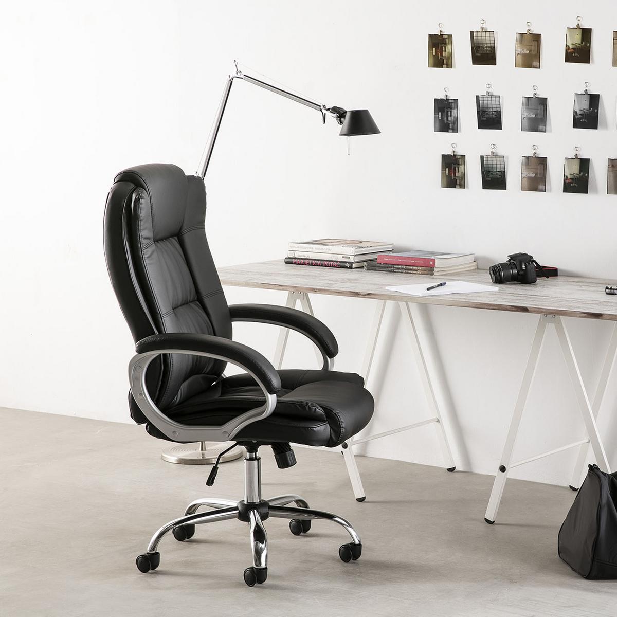 DREHSTUHL Karen Schwarz - Schwarz, Fell (68/110/72cm) - VS Venta-stock
