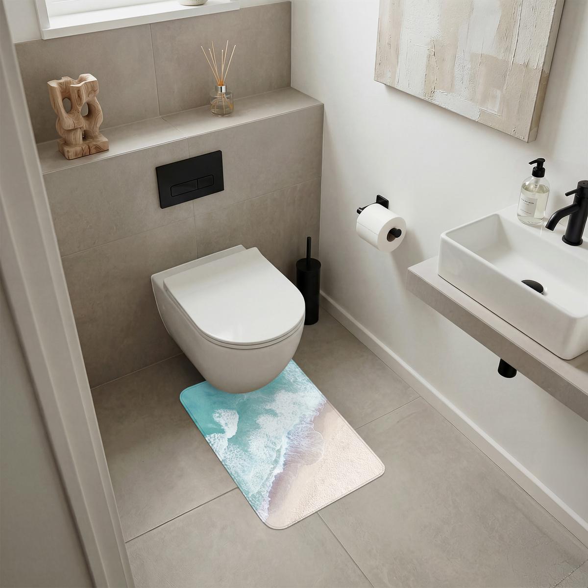 WC-VORLEGER Strand - Meer - Natur - Sommer WC Teppich 40x60 cm - Türkis, Textil (40/1cm) - OnlyWow