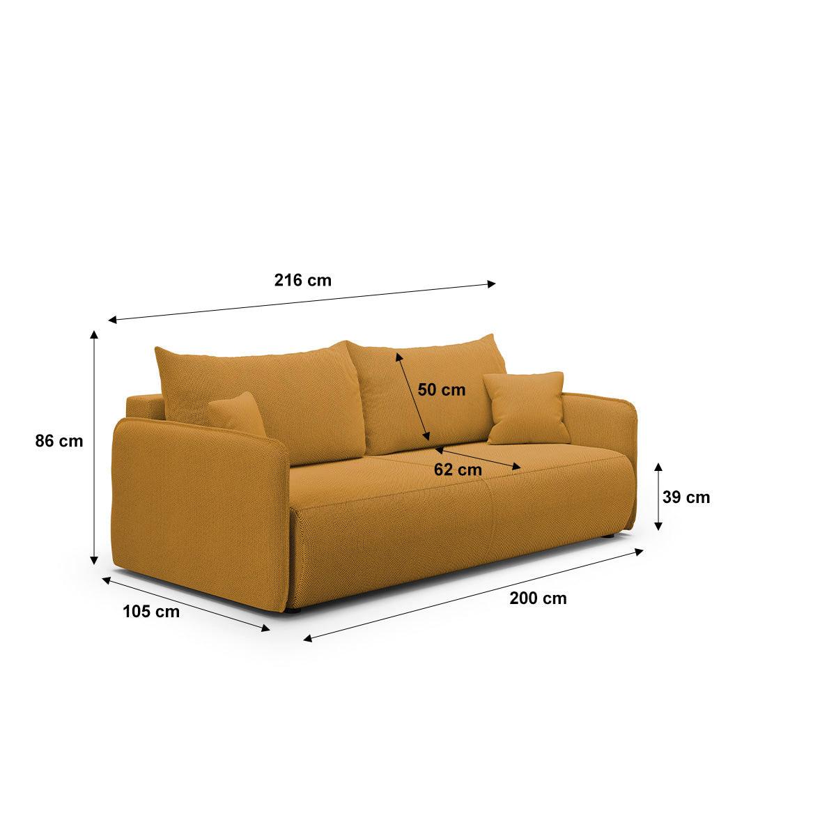 SOFA Claudio 3 Sitzplätze Senfgelb - Gelb, Holz (216/86/105cm) - Petits-meubles