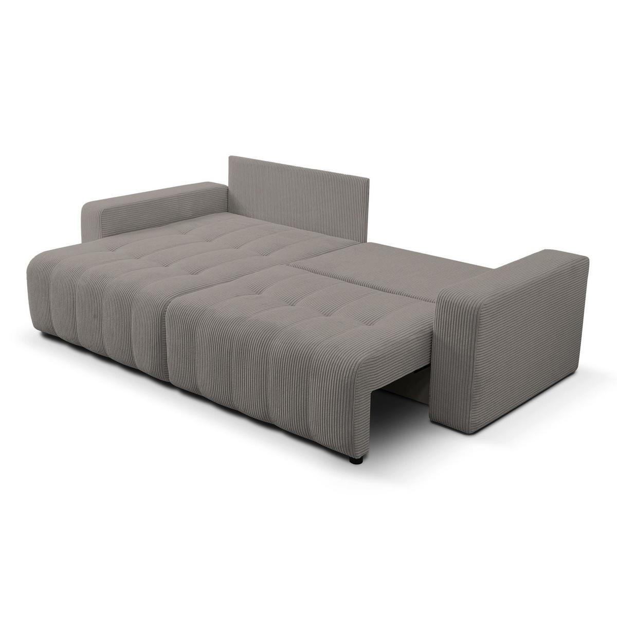 ECKSOFA Maillo Beige Cord - Beige/Schwarz, Kunststoff/Textil (245/143cm) - Selsey