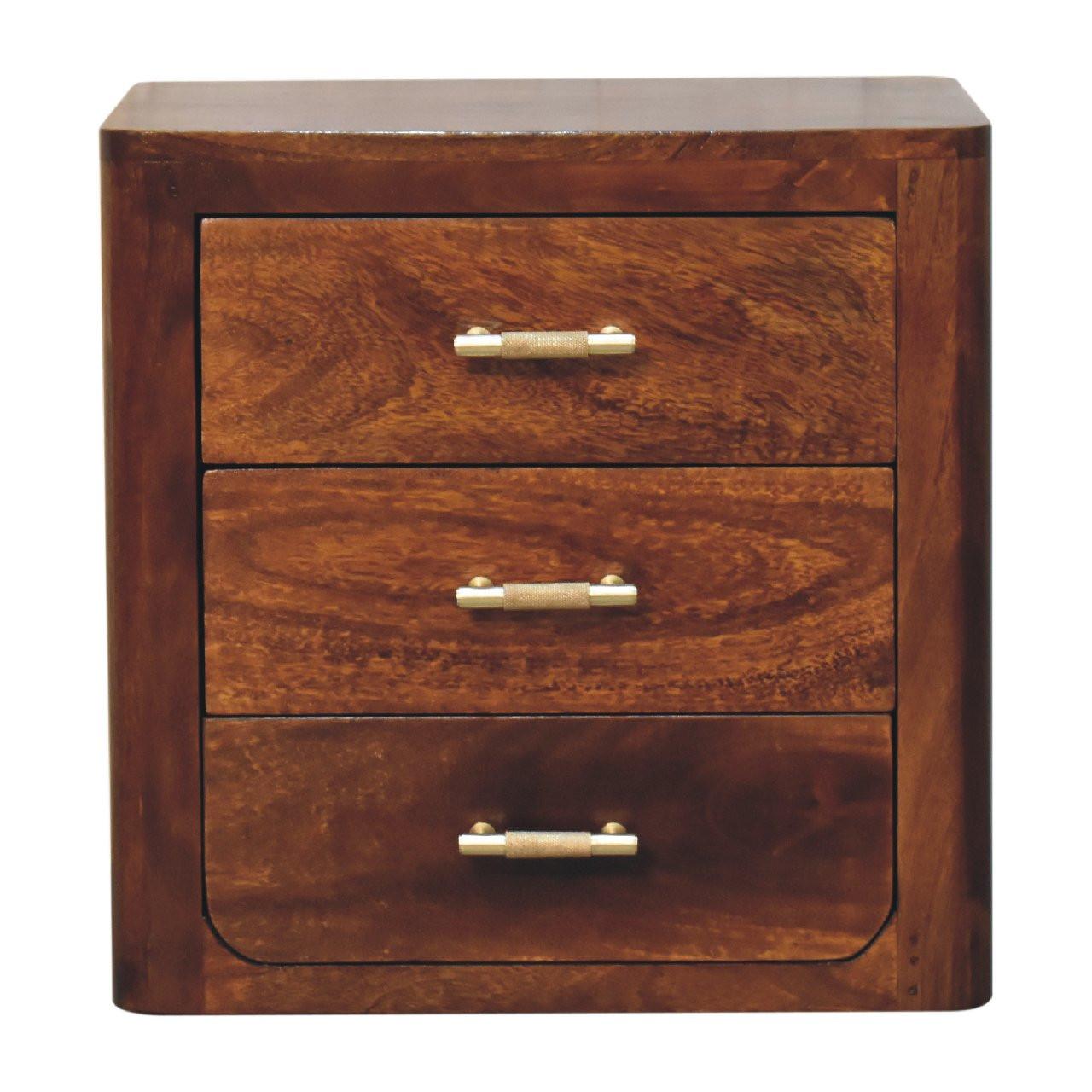 NACHTTISCH Kastanien-Finish, 3 Schubladen, Braun - Braun, Holz (35/45/45cm) - Artisan Furniture