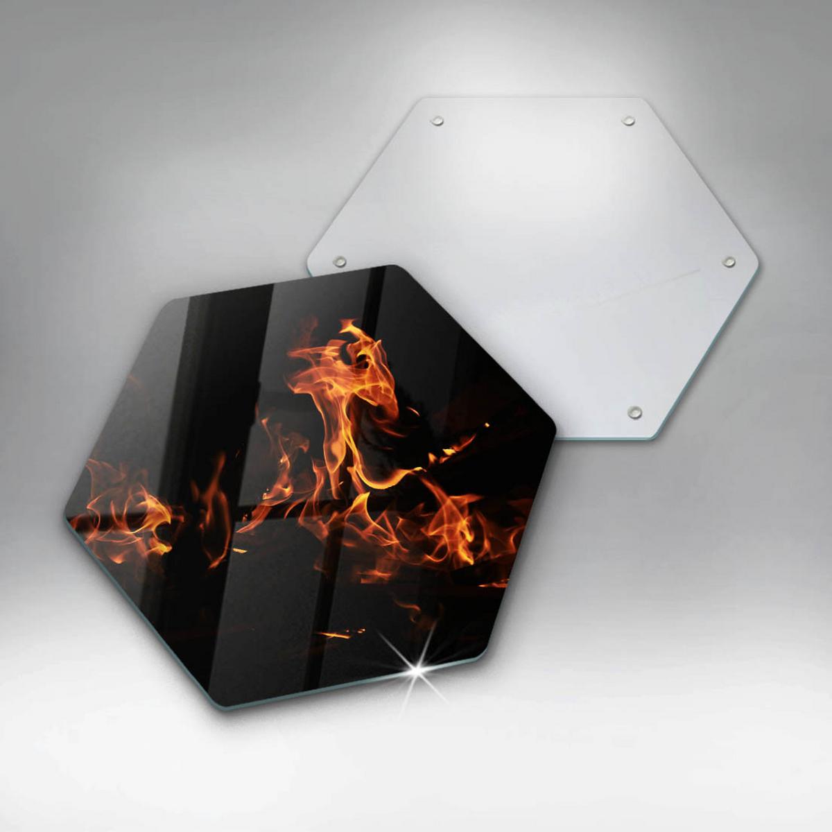 GLASPLATTE 40 cm Feuerflamme - Schwarz, Glas (40/40cm) - Wallfluent