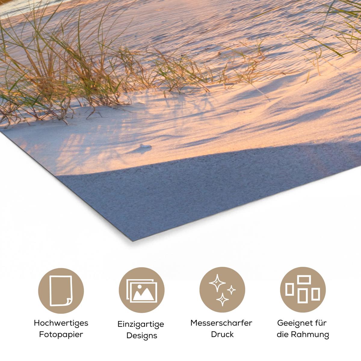 POSTER Strand - Sonne - Düne - Gras - Sand - Horizont 30x40 cm - Hellblau, Papier (30/40/0.1cm) - MuchoWow