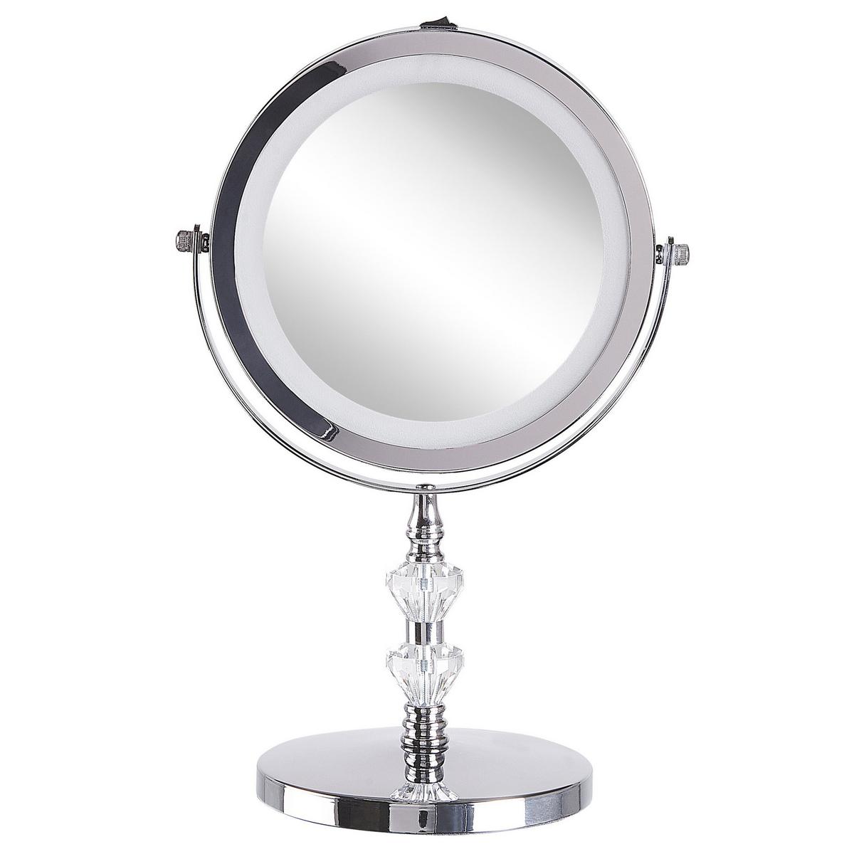 KOSMETIKSPIEGEL silber mit LED-Beleuchtung 20 cm Laon - Silberfarben, Metall (20/31/14cm) - Beliani