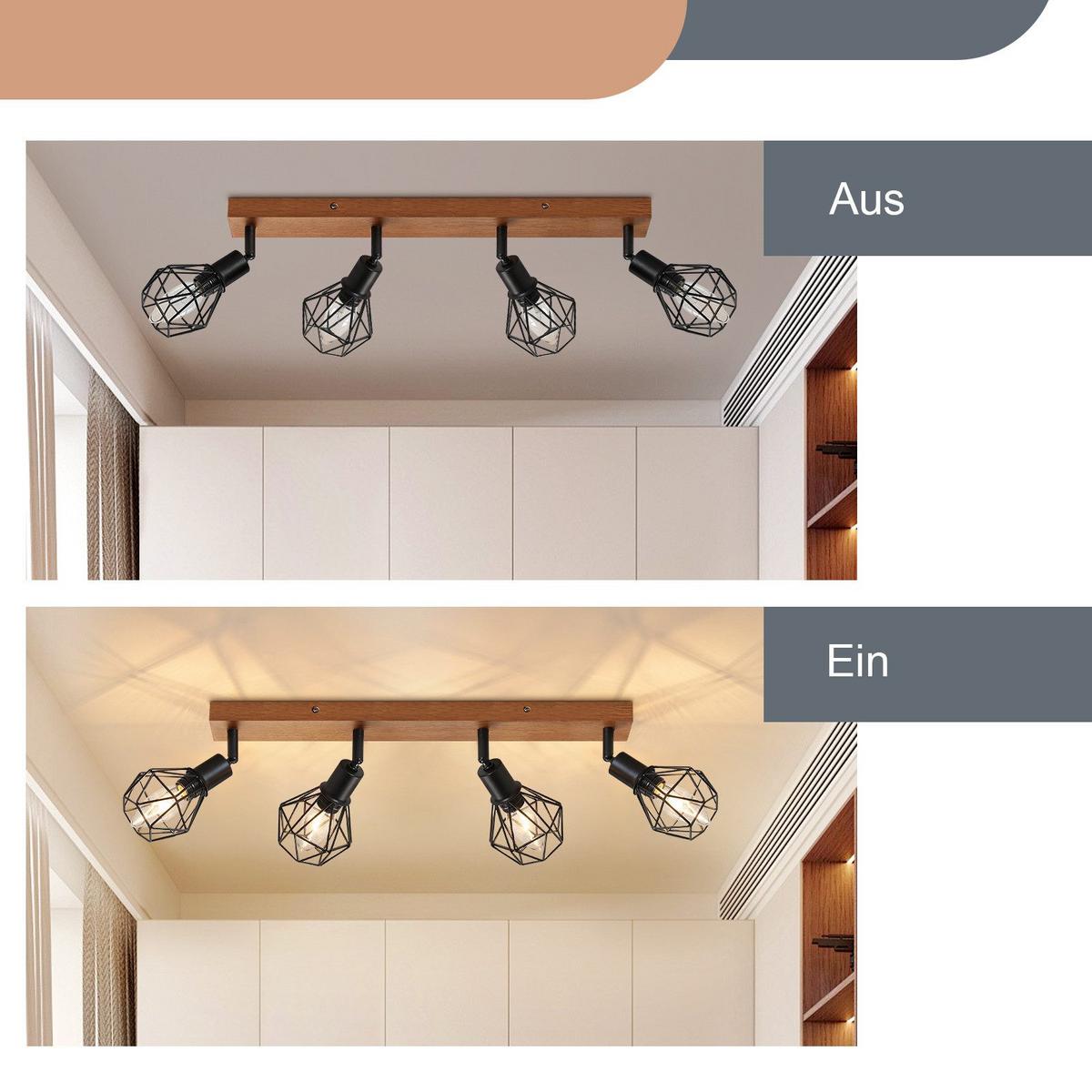 DECKENSTRAHLER Schläger 4-flammig 20/9/50 cm - Schwarz, Metall (20/9/50cm) - Nettlife