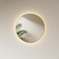 BADSPIEGEL mit LED-Beleuchtung, Anti-Beschlag-Funktion und Uhrzeitanzeige, Goldfarben, Ø 80 cm - Goldfarben, Glas (80/80/3.3cm) - EMKE