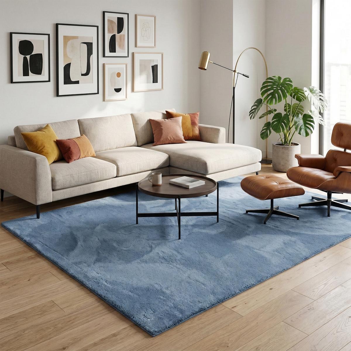 FELLTEPPICH SUPER SOFT PEARL - Blau, Textil (140/200cm) - Pergamon