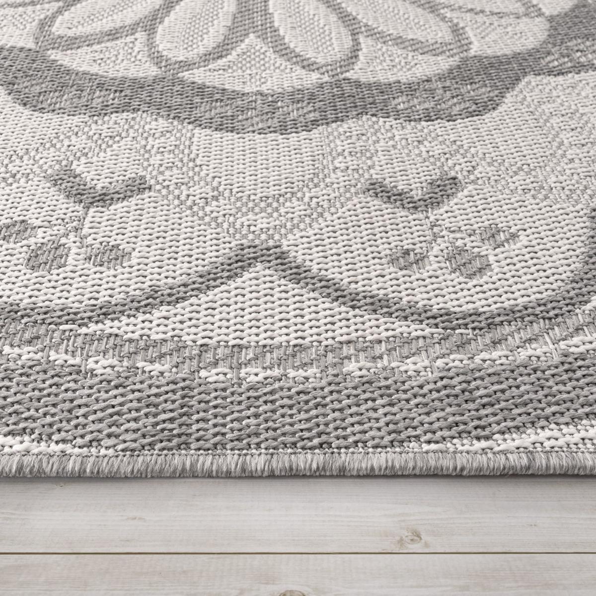 FLACHWEBTEPPICH, mit Mandala-Muster, Grau, 80 x 150 cm - Grau, Textil (150/80cm) - KADIMA DESIGN