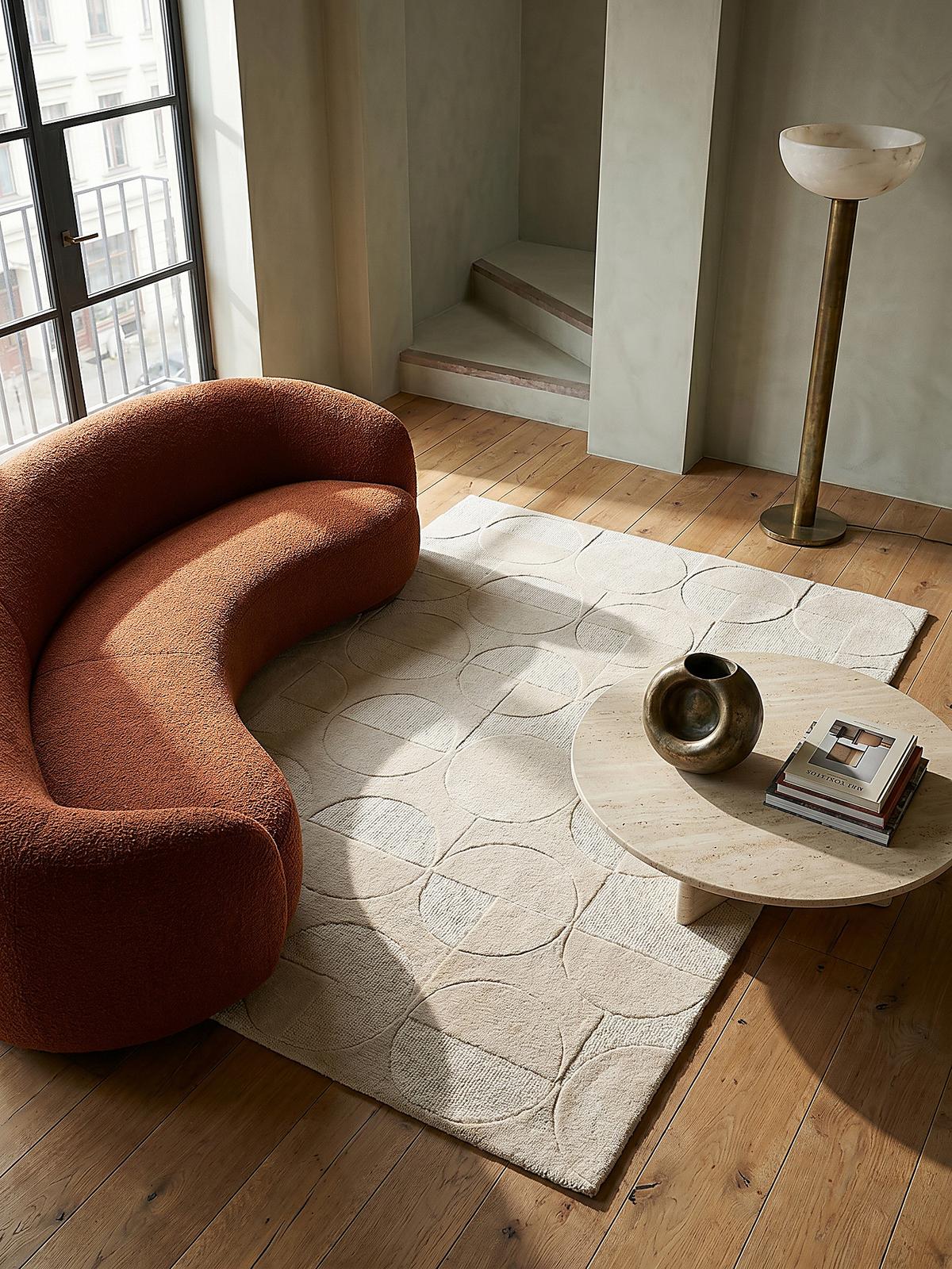 WOLLTEPPICH DEBEN, geometrisch, aus Wolle, Elfenbein, 120 x 170 cm - Beige, Textil (170/120cm) - KADIMA DESIGN