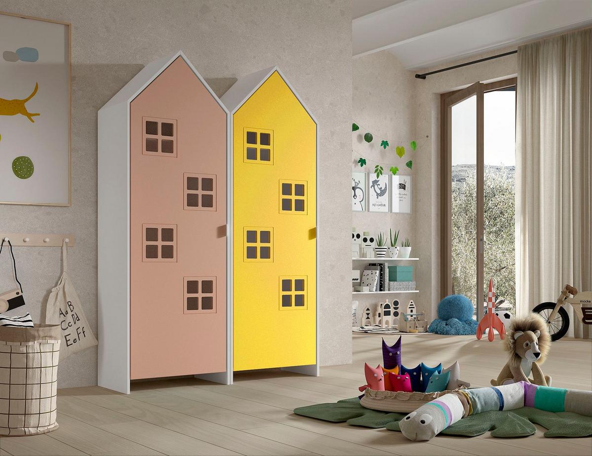 REGALSCHRANK Set Kania 115x37x171 MDF Weiß /Bunt - Pink/Gelb, Holzwerkstoff (115/171/37cm) - 58aufmkessel