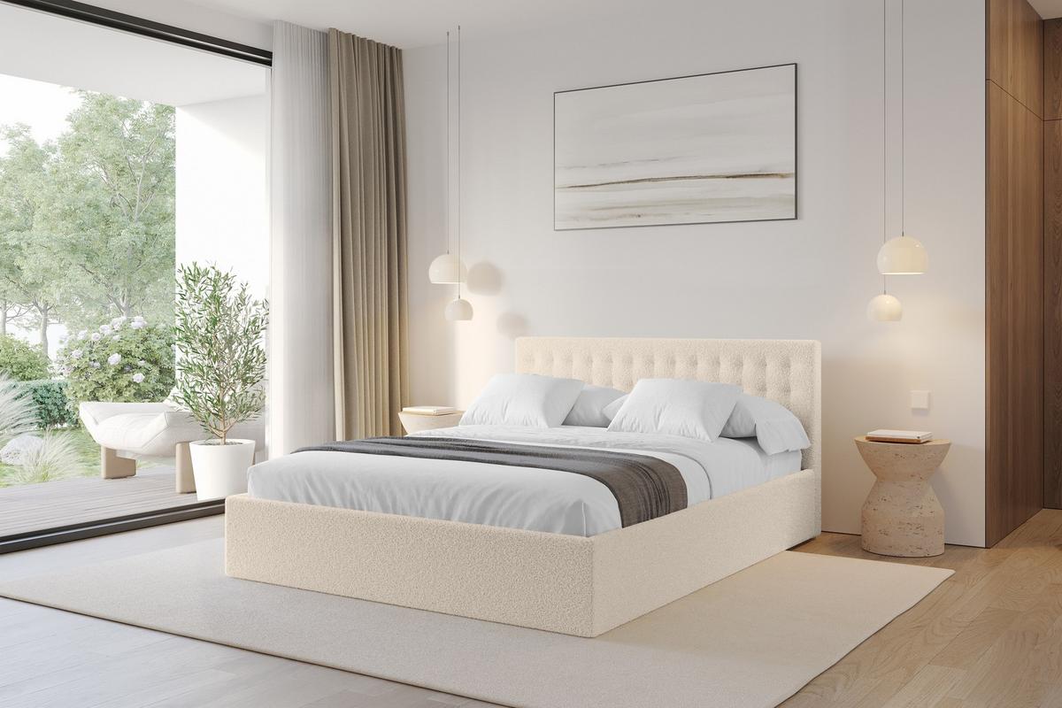 POLSTERBETT mit Bettkasten und Lattenrost, Boxbett ohne Matratze - PARI 180x200 Dunkelbeige - Cappuccino, Holzwerkstoff/Textil (180/200cm) - ALTDECOR