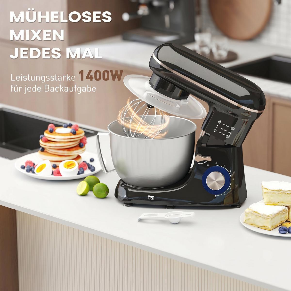 KÜCHENMASCHINE Edelstahl Kunststoff Beige - Schwarz, Metall (22/29/35cm) - HOMCOM