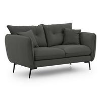 2-SITZER-SOFA Nordloft Dunkelgrau Samt - Dunkelgrau/Schwarz, Holz/Textil (174/86/100cm) - S-Style Möbel