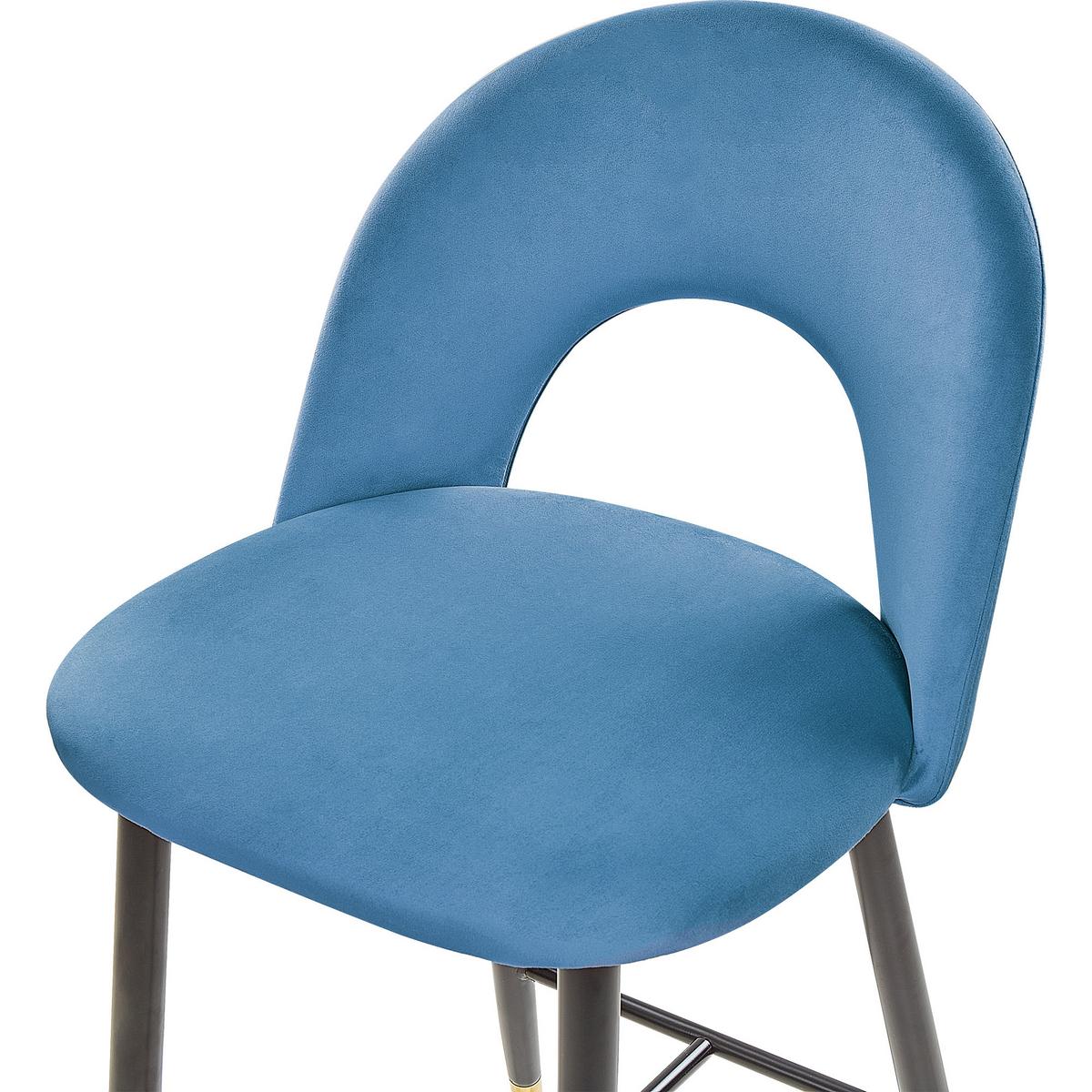 BARSTUHL 2er-Set Samtstoff Blau Falton - Blau, Textil/Metall (48/98/49cm) - Beliani