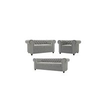 SITZGARNITUR 3+2+1 Chesterfield Nyx Grau Samt - Braun/Grau, Holz/Textil (203/72/86cm) - S-Style Möbel