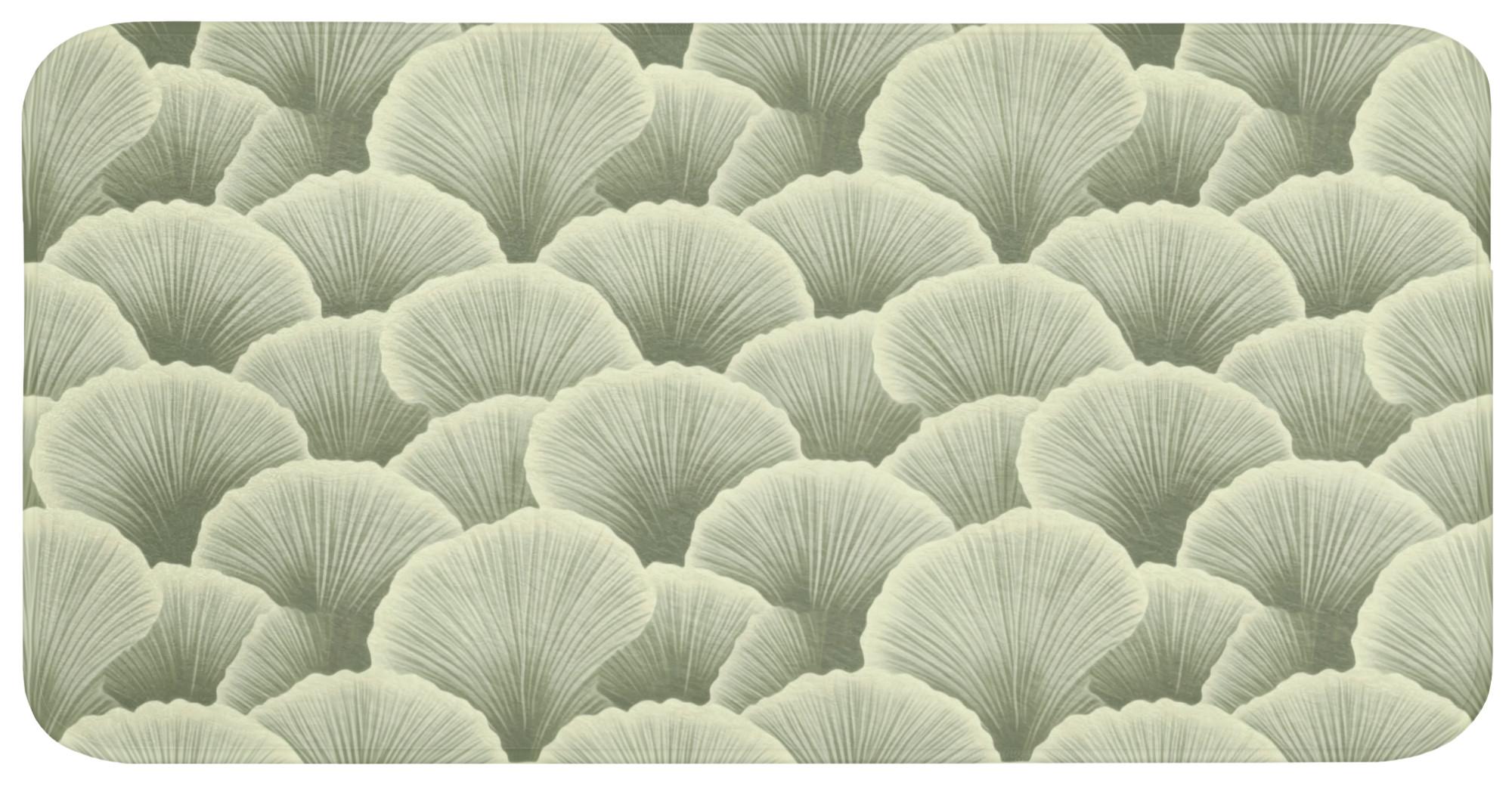 BADEMATTE Fächer - Blatt - Grün Badezimmerteppich 120x60 cm - Pastellgrün, Textil (120/60cm) - OnlyWow