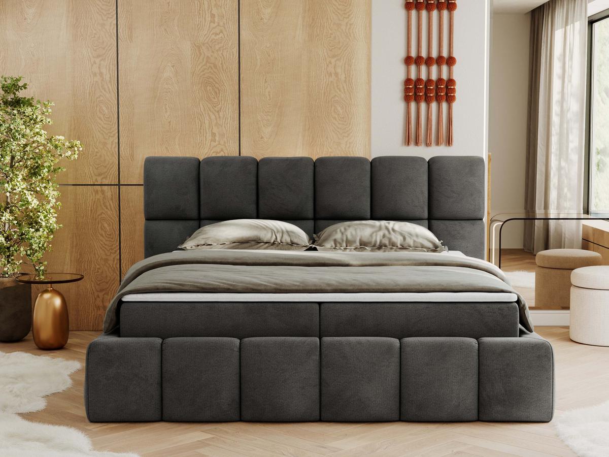BOXBETT NIRA 200/200 - Dunkelgrau Velvet - H4 - Dunkelgrau, Holz/Textil (200/200cm) - MKS