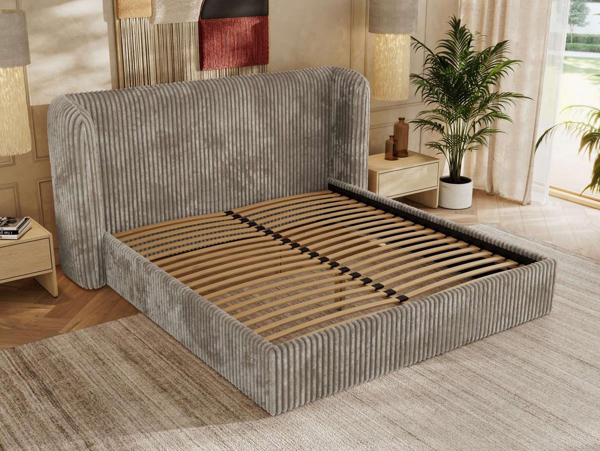 POLSTERBETT EMORA CLASSIC 180/200 - Hellbraun Cord - Multipocket-Matratze - Hellbraun, Textil (180/200cm) - MKS
