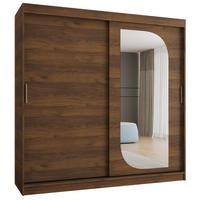 SCHIEBETÜRENSCHRANK mit Spiegel LUCY 200/200/62 2-türig - Silberfarben/Walnussfarben, Holz (200/62/200cm) - MÖBEL KRYSPOL